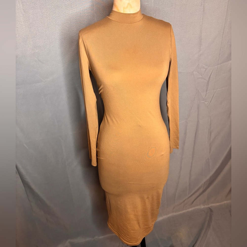 Beige Body Con Dress
